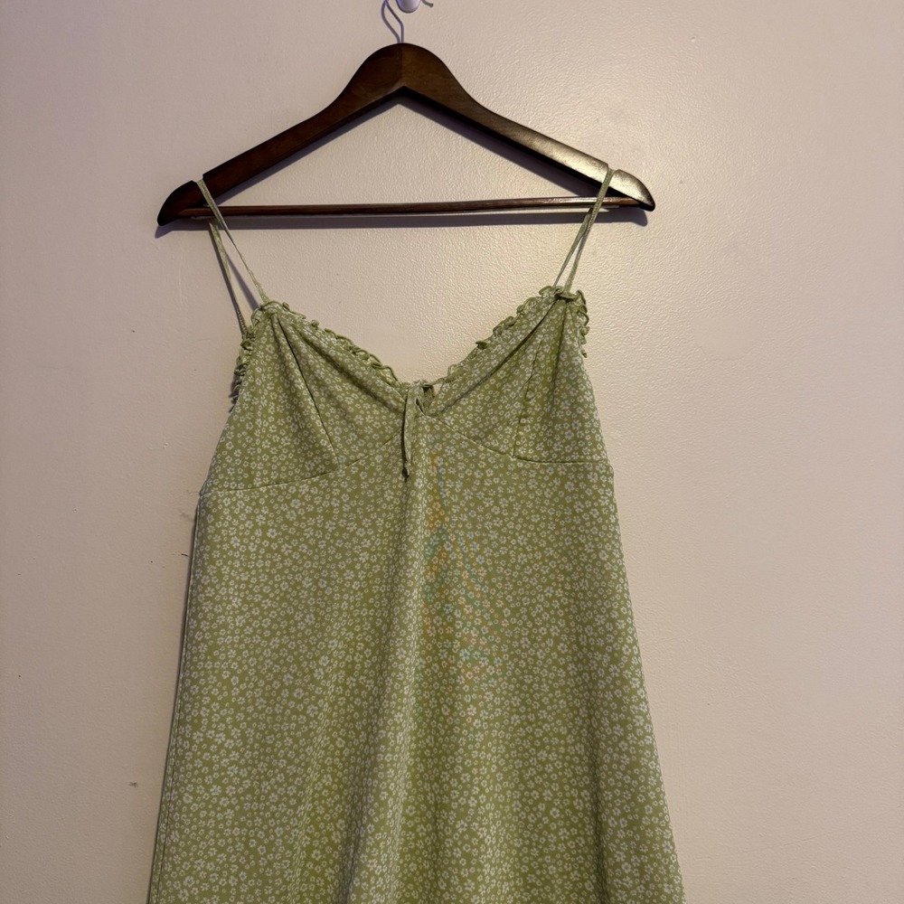 Vintage American Eagle Women's M Green Floral Mini Dress Spaghetti Straps Fairy